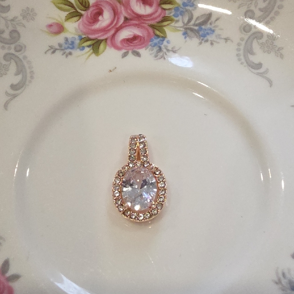 Rose Gold Necklace with Clear Gemstone Delicate